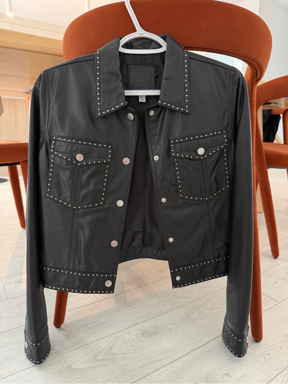 Black Studded Women's Leather Jacket